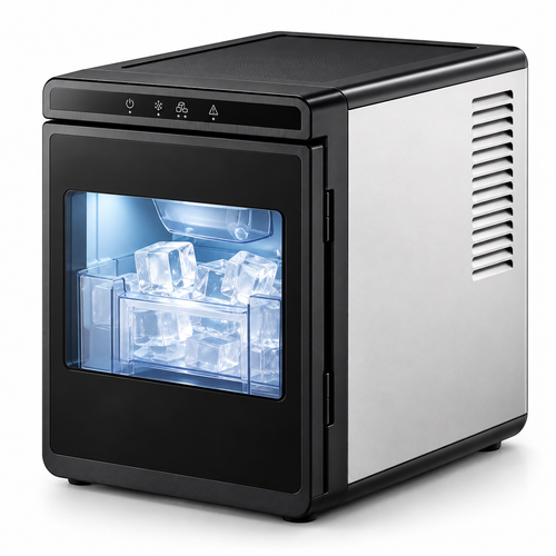 Iska countertop ice maker on white background