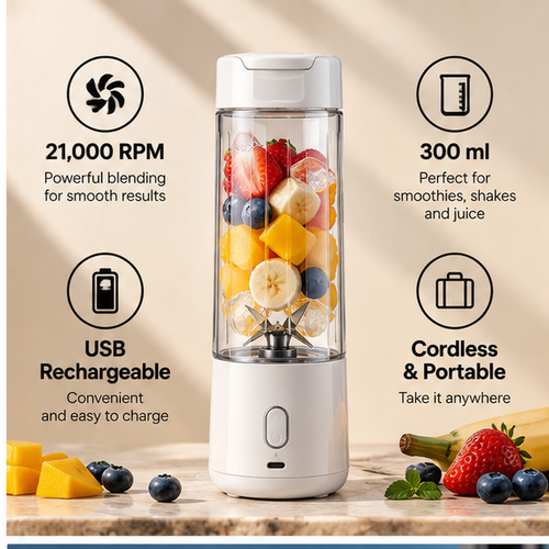 Liva Portable Blender – 21,000 RPM, 300 ml and USB rechargeable