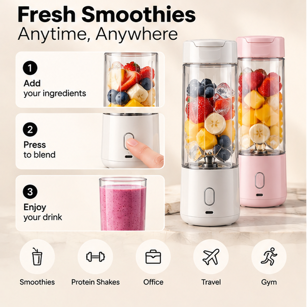 Liva Portable Blender – simple three-step use