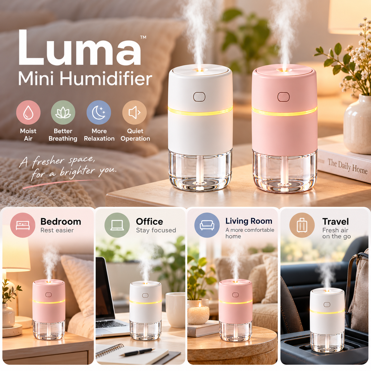 Luma Mini Humidifier – lifestyle use