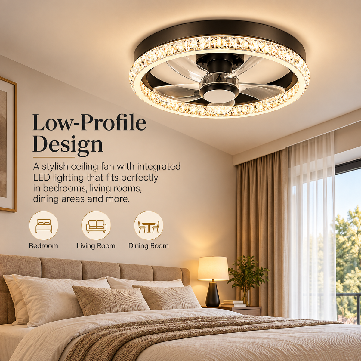Lyra Smart Ceiling Fan Light – lifestyle image optimized for mobile and desktop