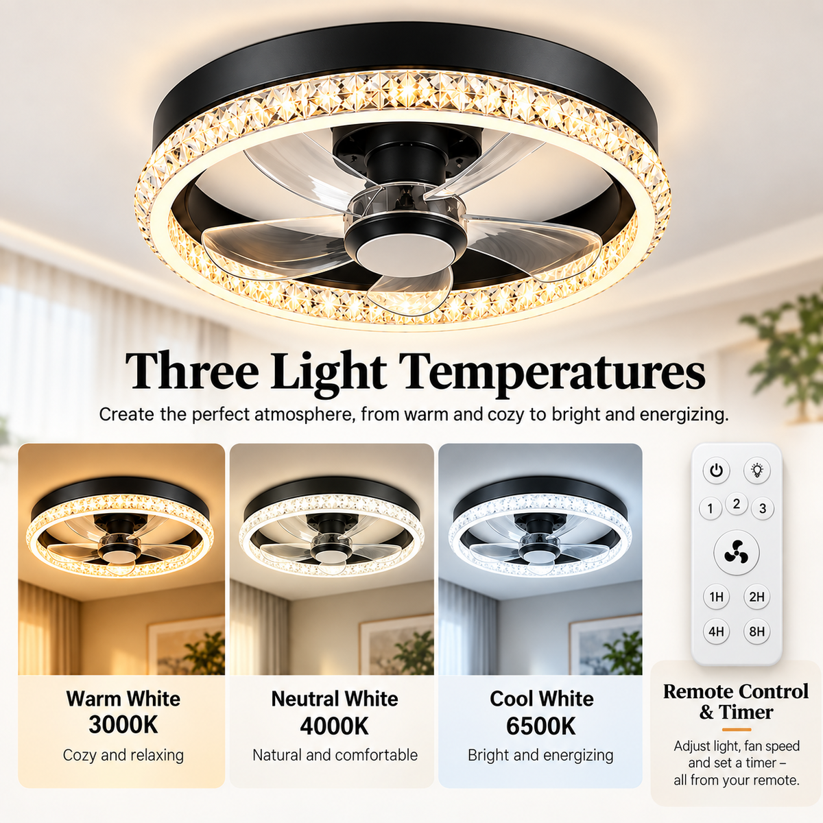 Lyra Smart Ceiling Fan Light – light temperatures and remote optimized for mobile and desktop