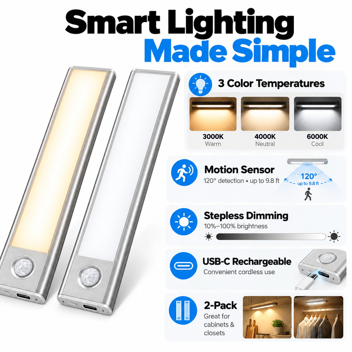 Lysa cabinet lights smart lighting features