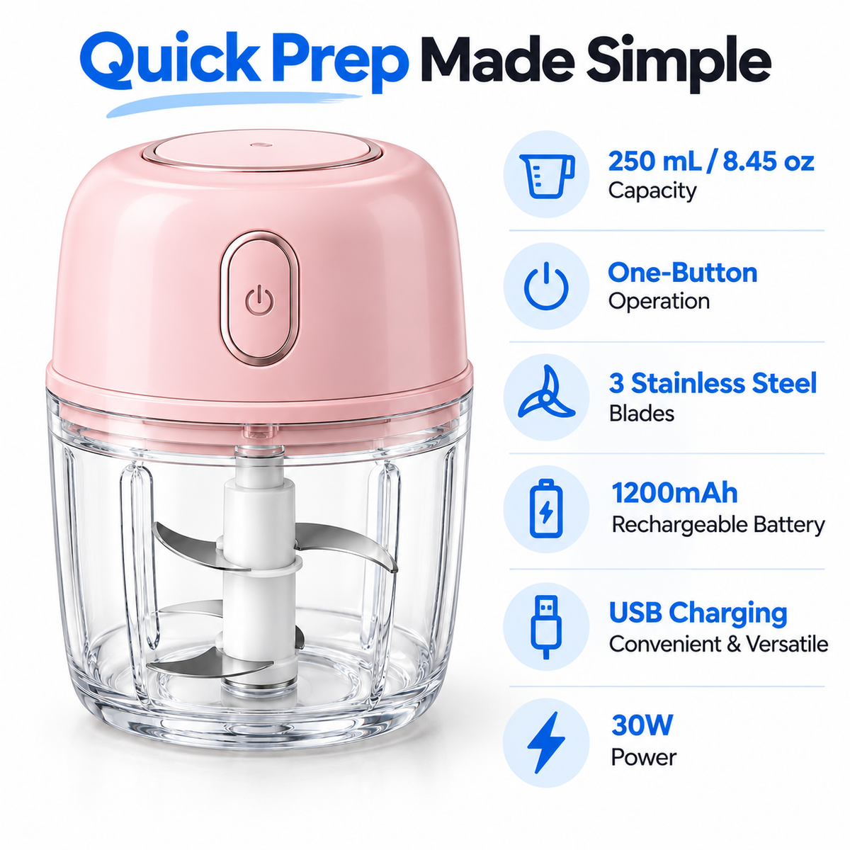 Mixa mini chopper quick prep features