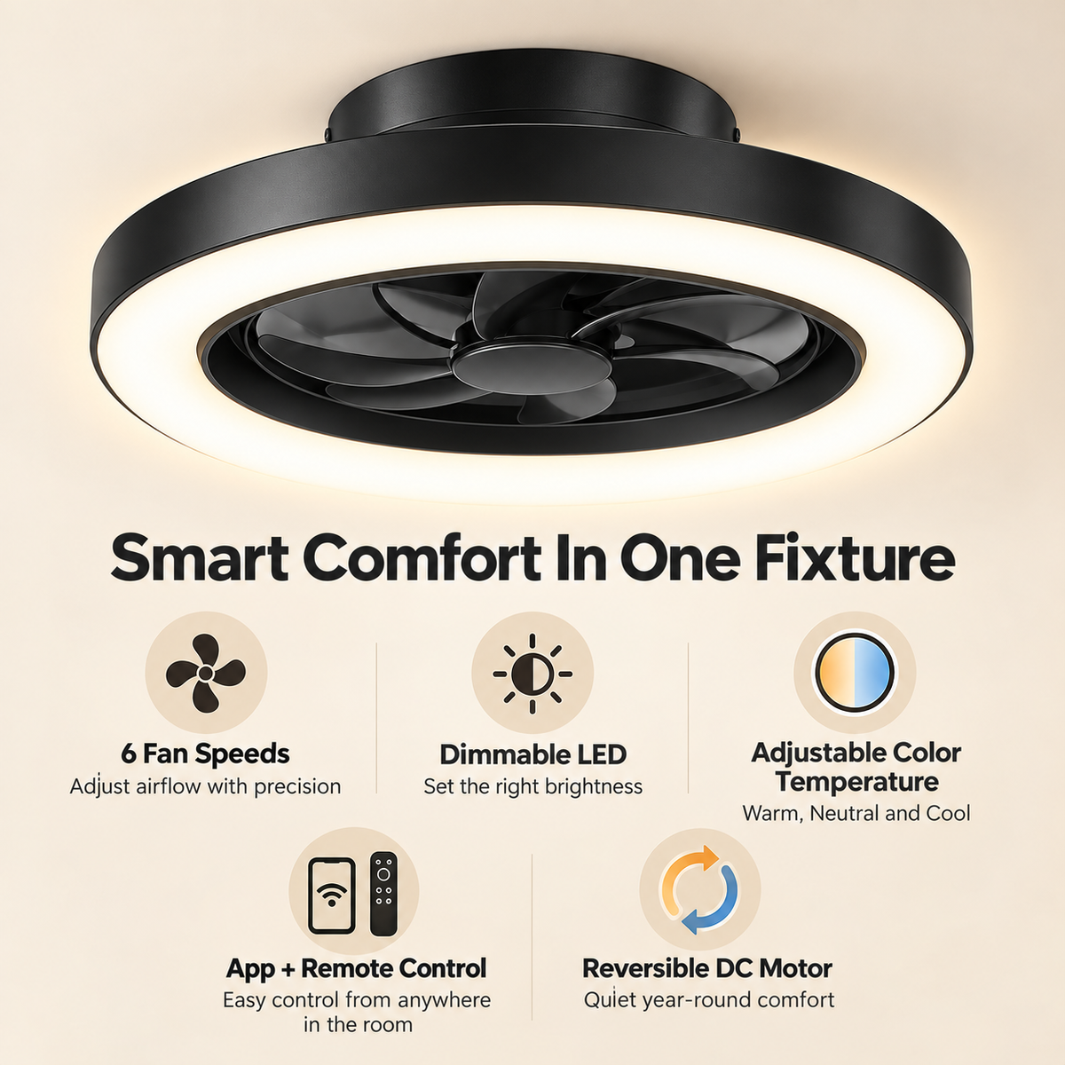 Niva Smart Ceiling Fan Light – key features