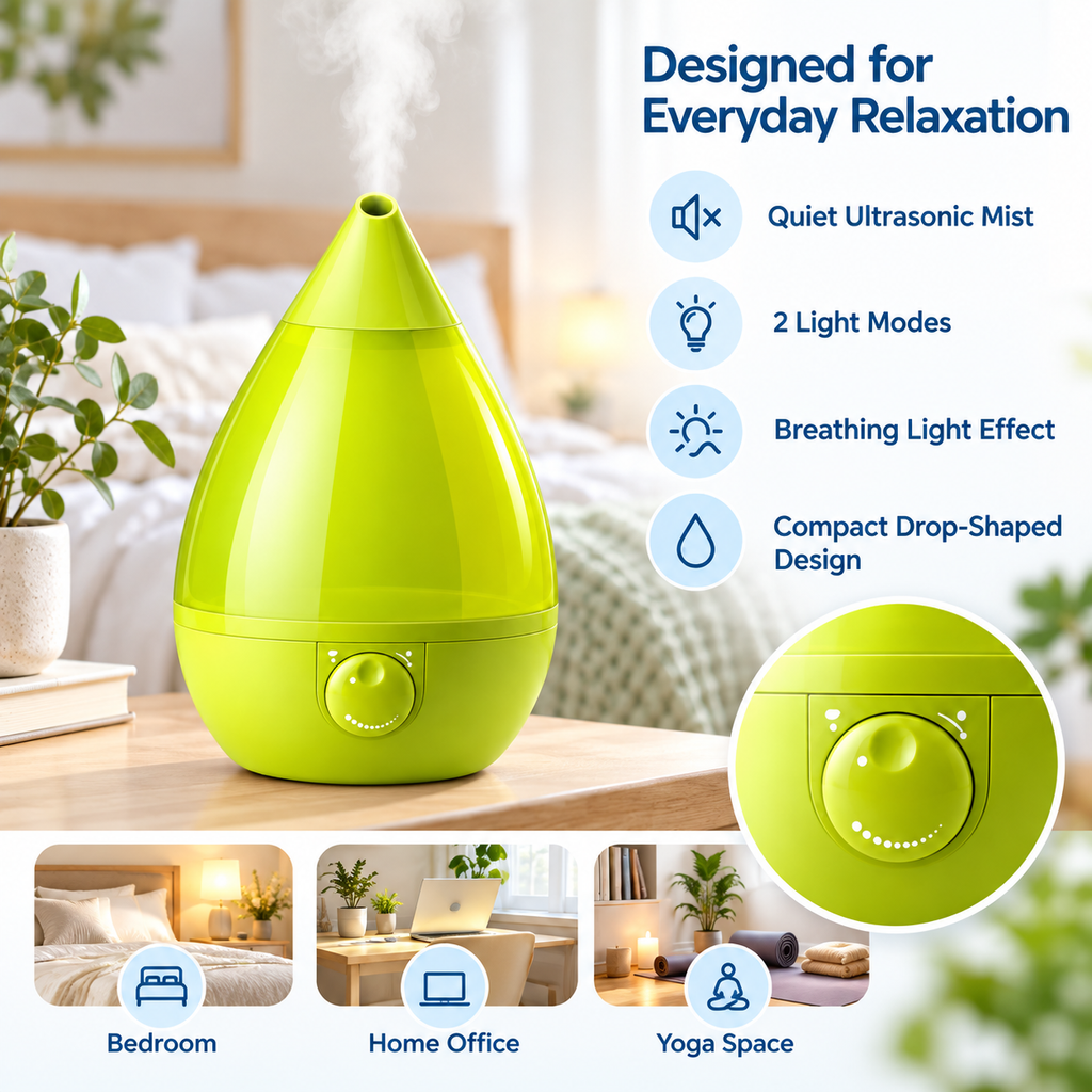 Noma humidifier and aroma diffuser for relaxing indoor spaces
