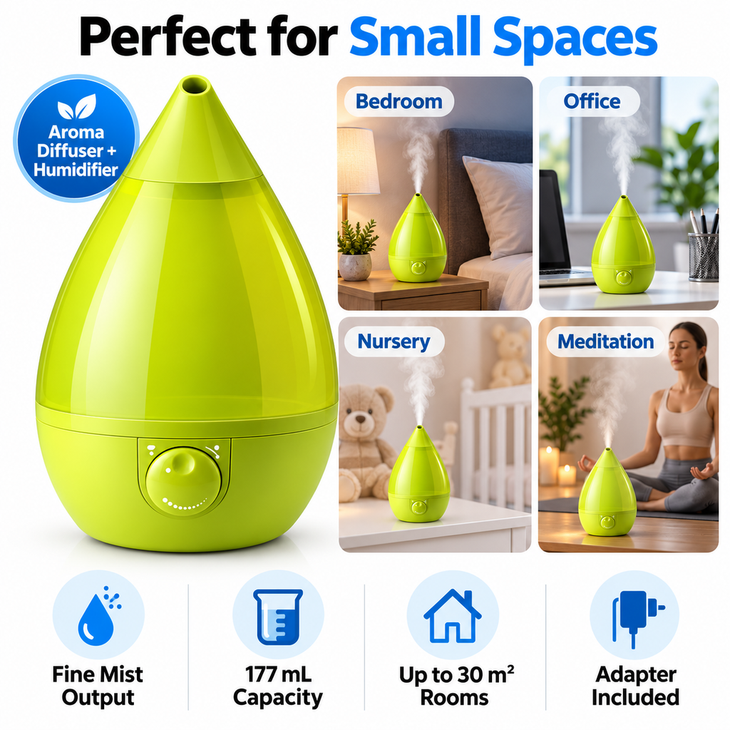 Noma compact humidifier and aroma diffuser for bedrooms, offices and small spaces