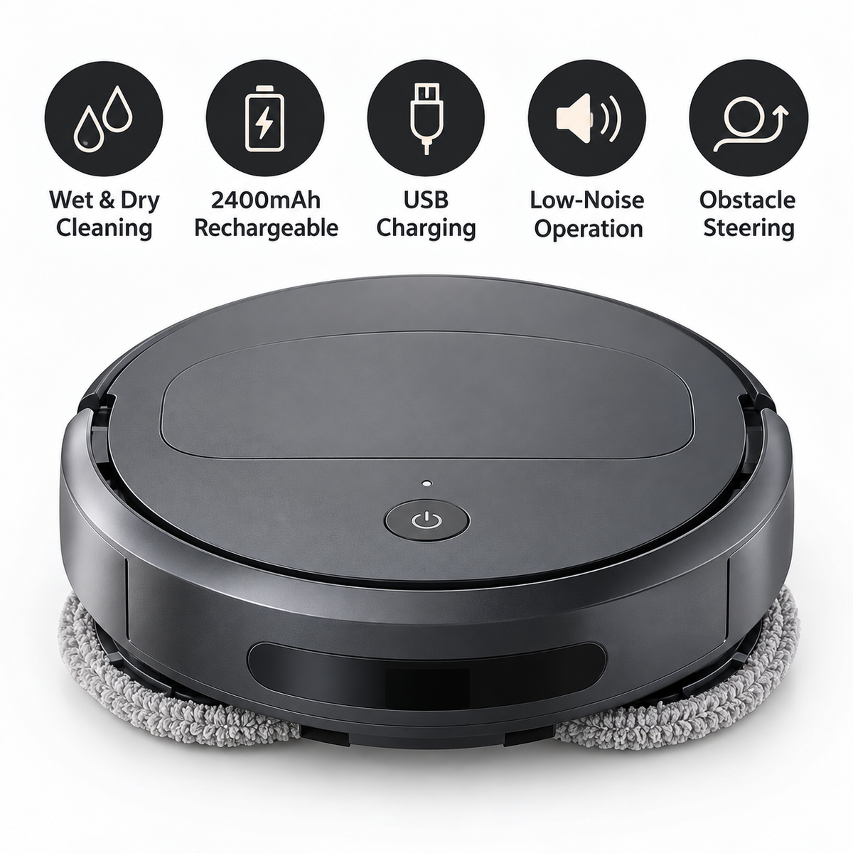 The Nori Automatic Mopping Robot – wet and dry cleaning, rechargeable battery, USB charging, low-noise operation and obstacle steering