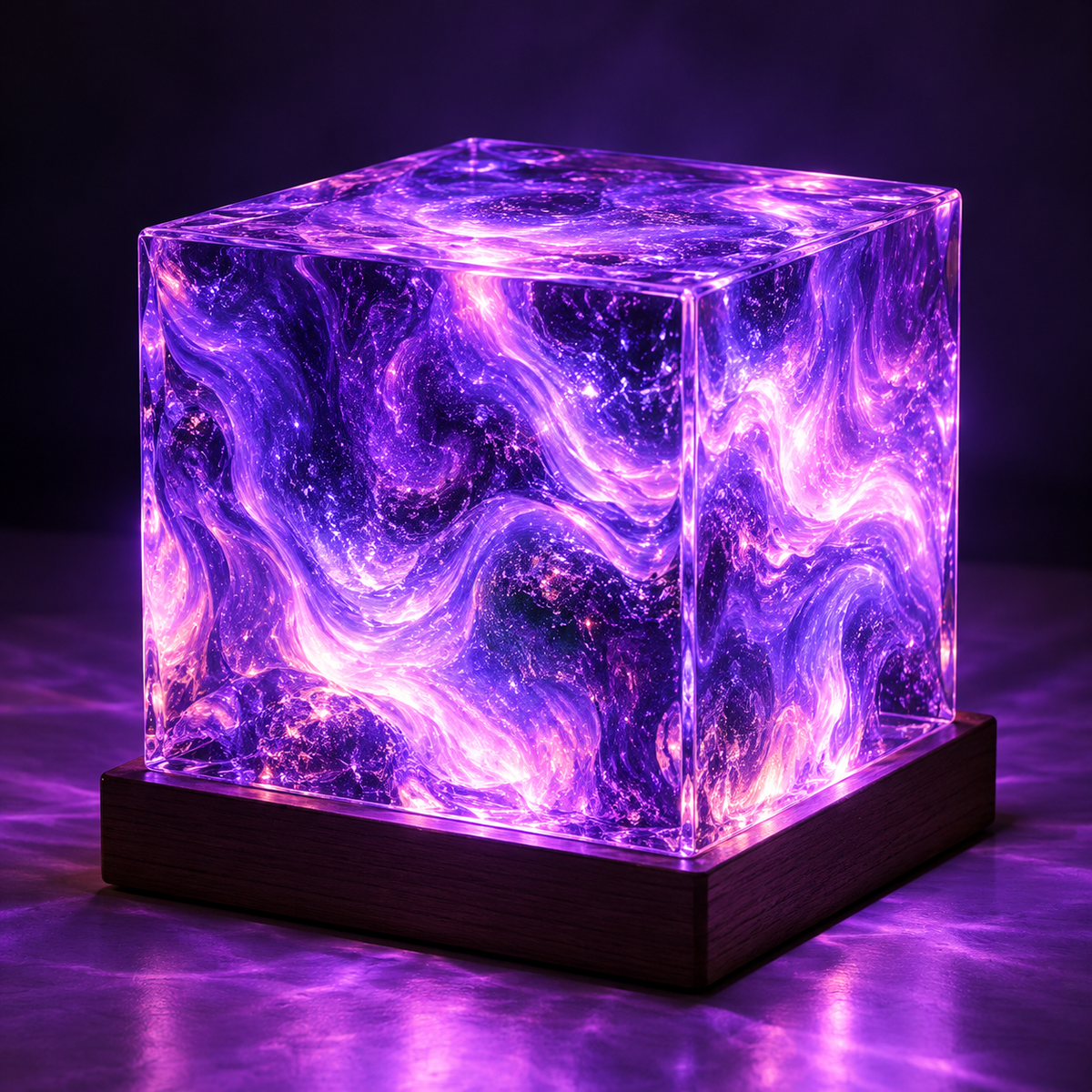 The Nova Galaxy Cube – handcrafted purple ambient lamp
