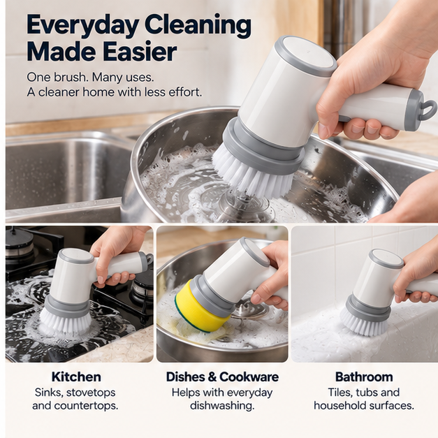 Rena Multi-Head Electric Cleaning Brush – kitchen and bathroom cleaning