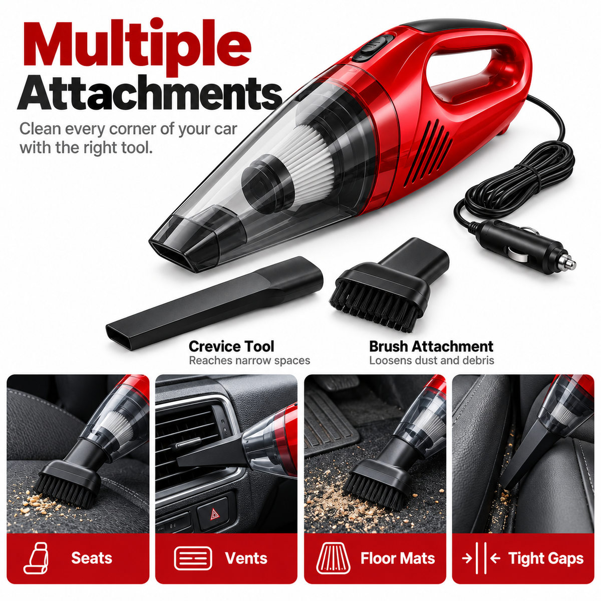 Rova 12V Car Vacuum – attachments and use cases