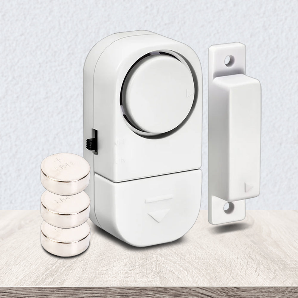 The Securis Single Door & Window Alarm – white 90dB magnetic alarm with LR44 batteries