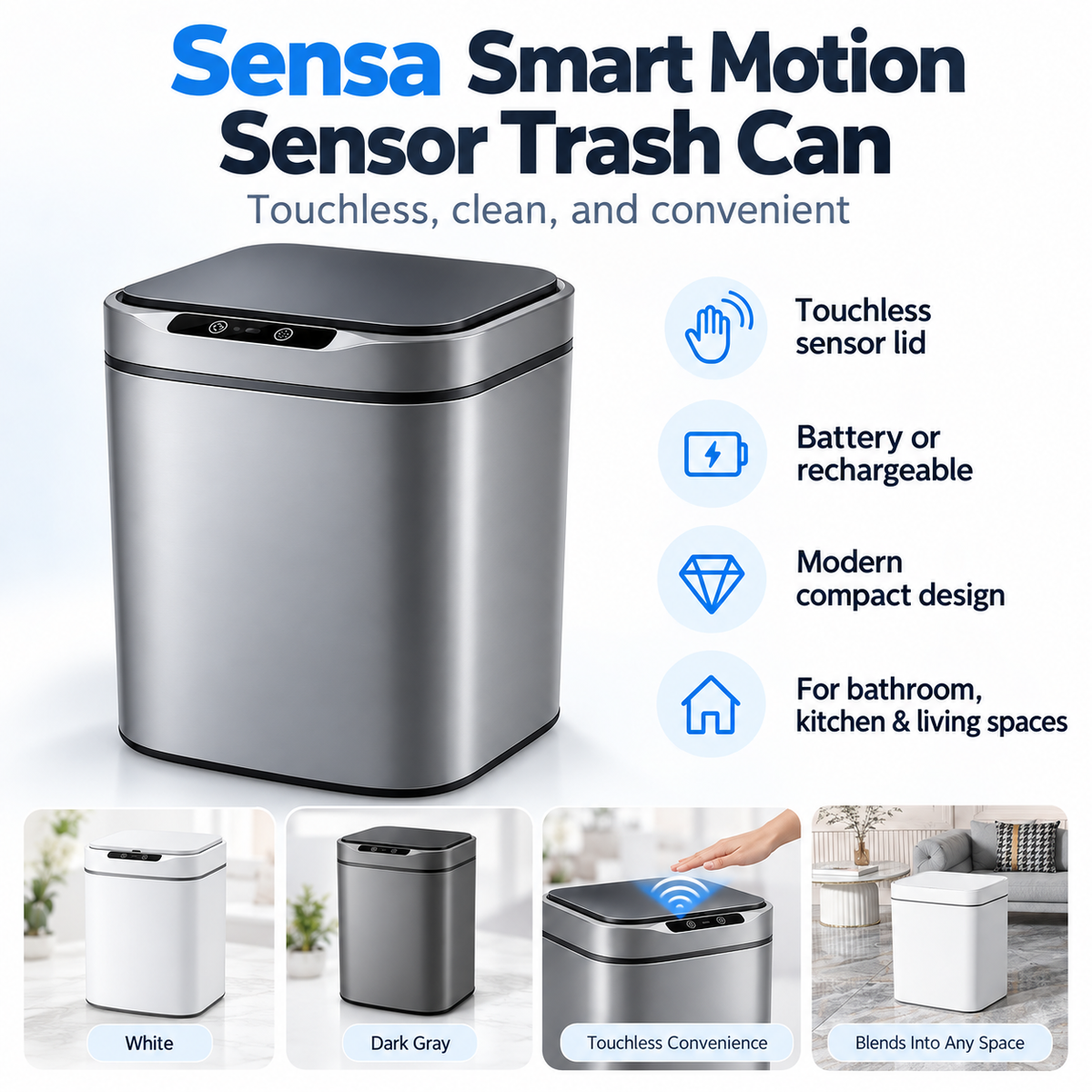 Sensa Smart Motion Sensor Trash Can – key features