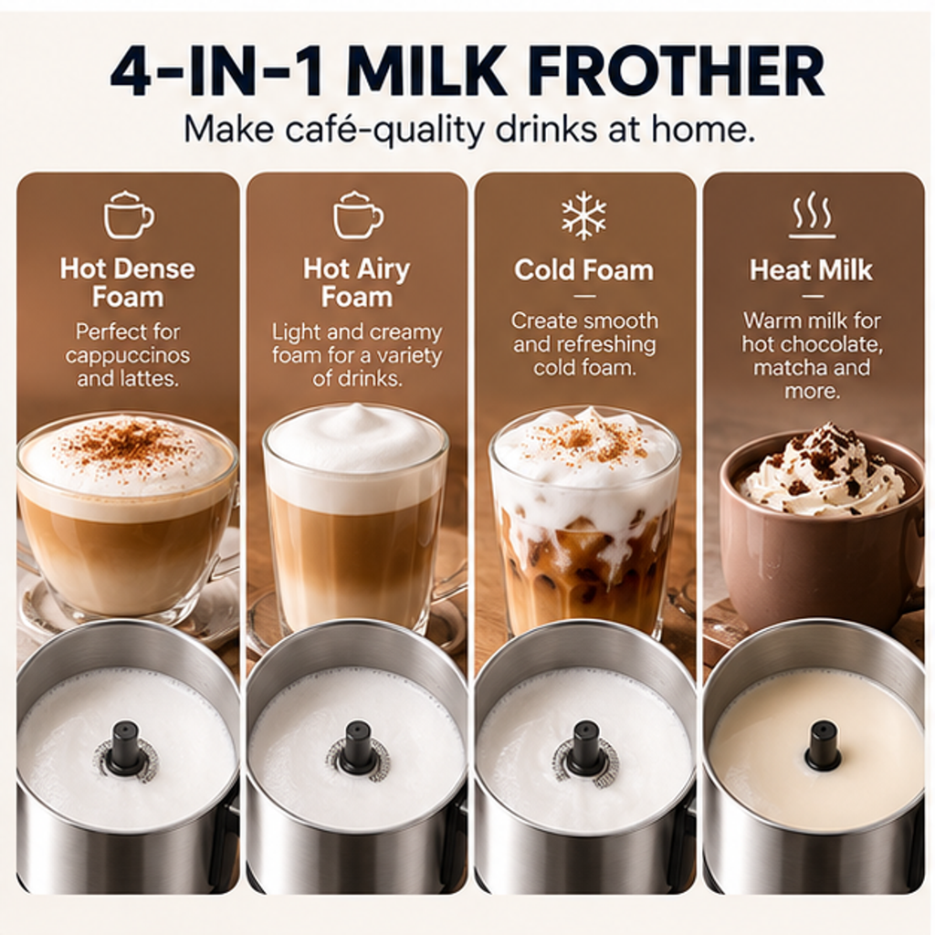 Velo Electric Milk Frother – four frothing modes